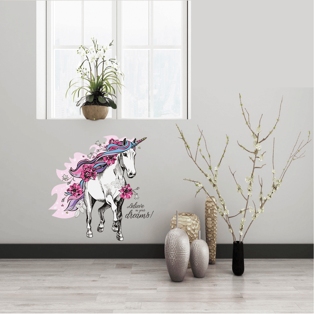 Magical Running Horse Removable PVC Wall Sticker Background Kids Bedroom Decals