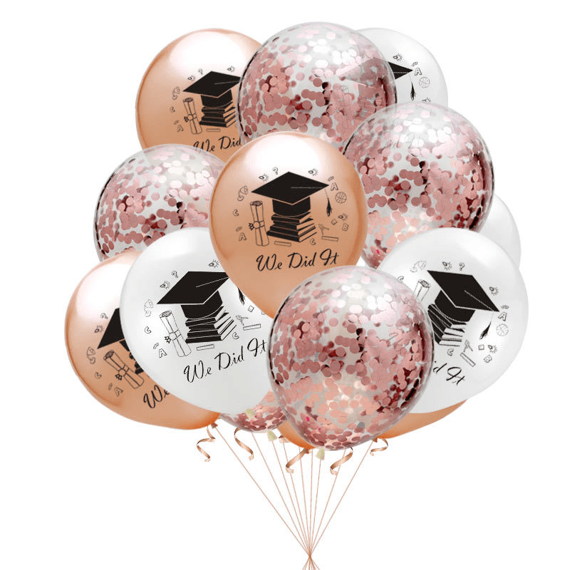 10Pcs Graduation Balloons Gold Silver Black Latex Balloon