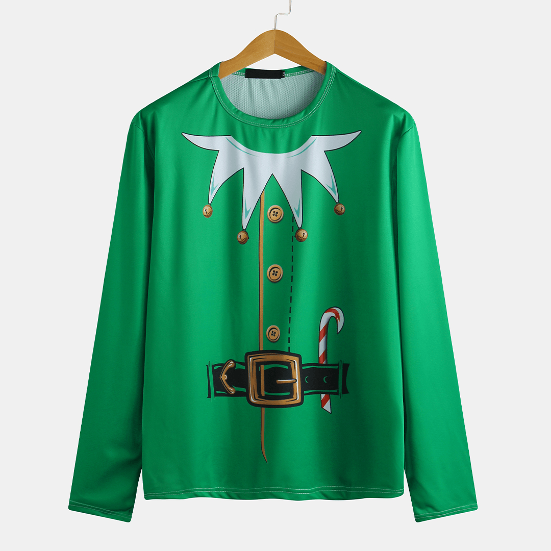 Mens 3D Fashion Printing Christmas Long Sleeve T-Shirts