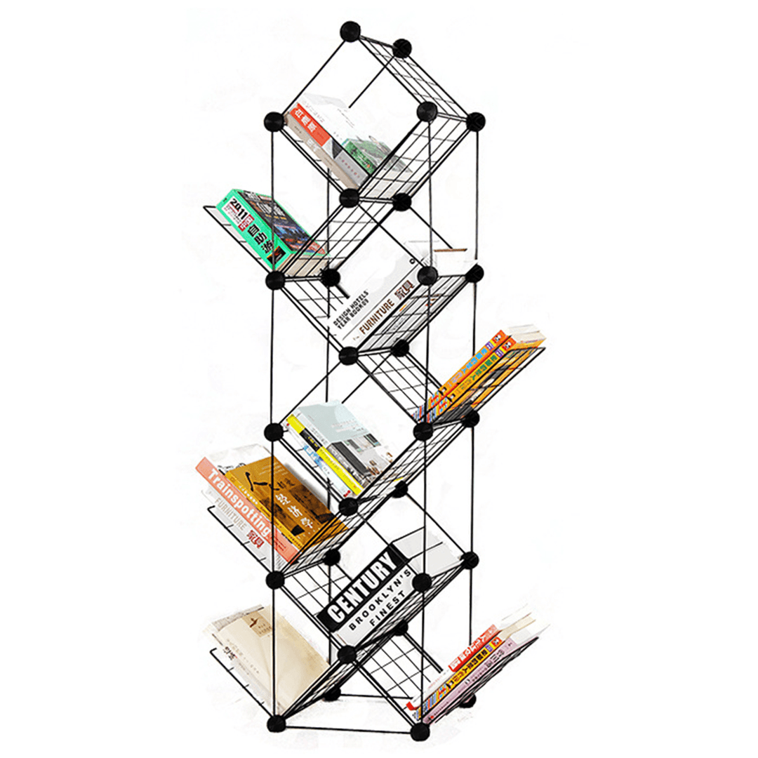 7/9 Tiers Multilayer Combination Wrought Iron Bookshelf File Holder Storage Rack Bookcase Storage Shelf Organizer Home Decorations