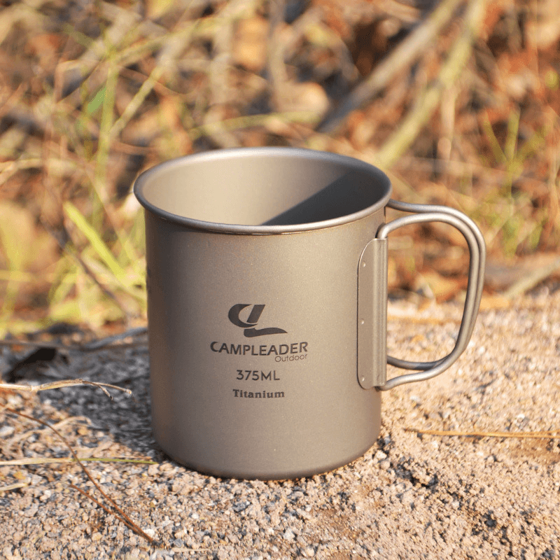 Campleader 375Ml Folding Cup Titanium Portable Drinking Water Mug Outdoor Camping Picnic BBQ Tableware