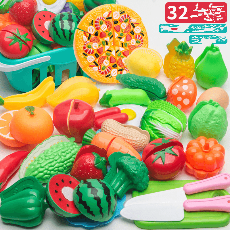 Children'S Cut Fruit and Vegetable Cake Pizza Cut Happy House Boys and Girls Kitchen Table Toy Set