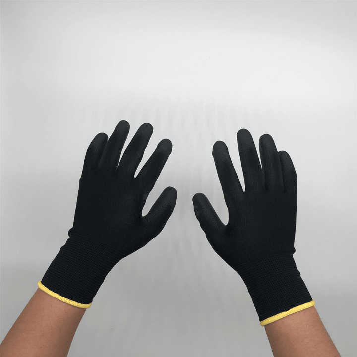 Polyester Pu Coated Palm Black Anti-Static Gloves