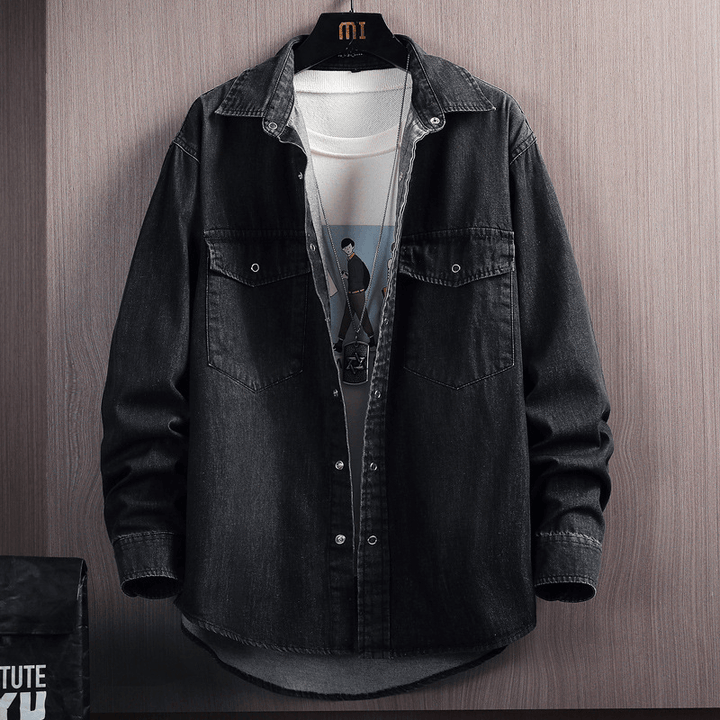 Men'S Loose Long Sleeve Denim Shirt