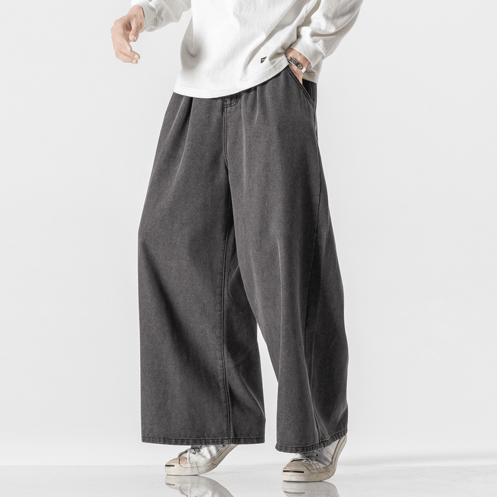 Men'S Jeans plus Size Chinese Style Casual Wide-Leg Pants