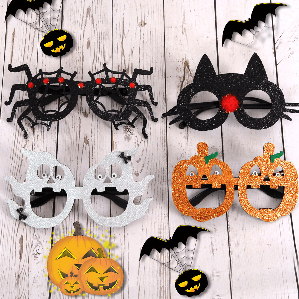 Unisex Felt Cloth Halloween Glasses Children Spider Pumpkin Skull Funny Party Decoration Glasses