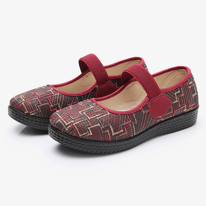 Women Old Peking Cloth Elastic Slip on Resistant Loafers