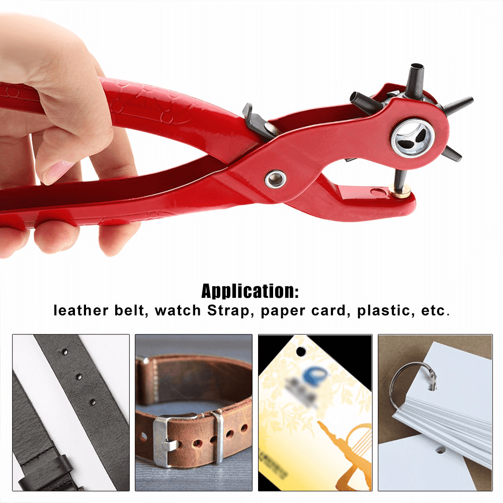 Honana WX-B1 9'' Sewing Leather Belt Hole Puncher Tools Pliers Hook Clamp 2/2.5/3/3.5/4/4.5MM Punch Size for Punching Hole Forceps Punch Head