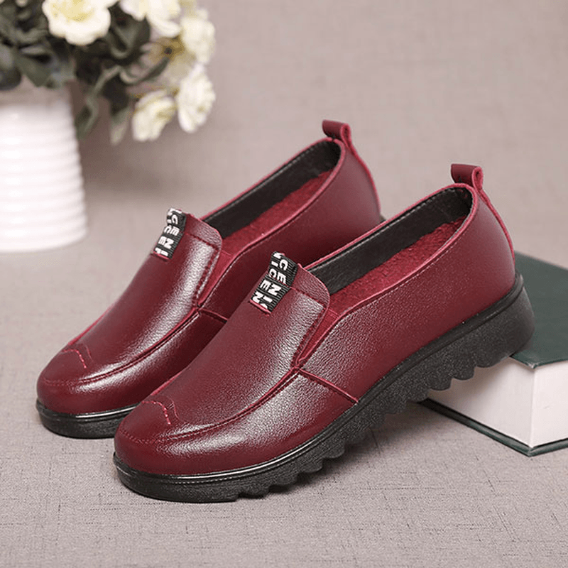 Women Flat Casual Breathable Shoes Leather Slip on Loafers