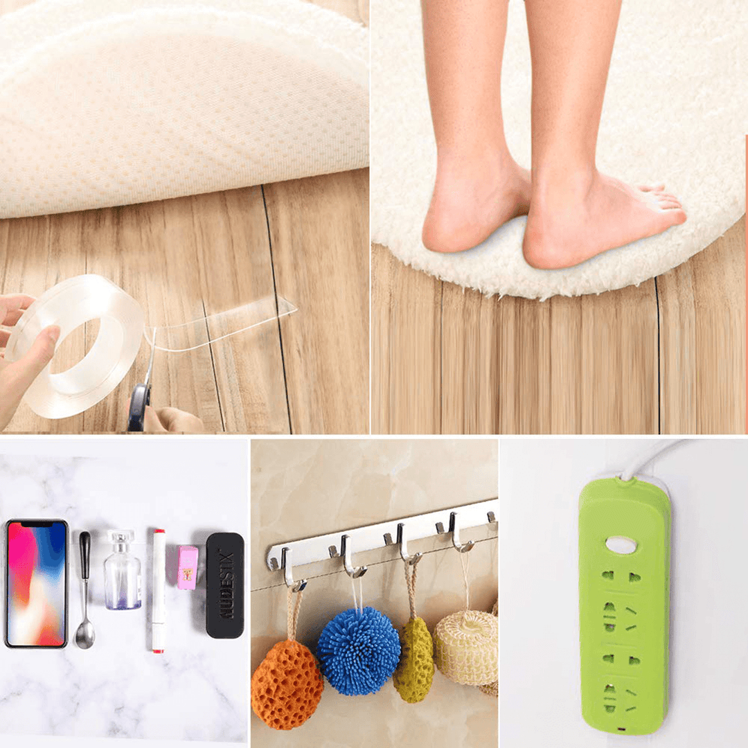 5M Multipurpose Nano Grip Tape Reusable Removable Washable Double Sided Sticky Strips Seamless Traceless Tape Adhesive Kitchen Holder