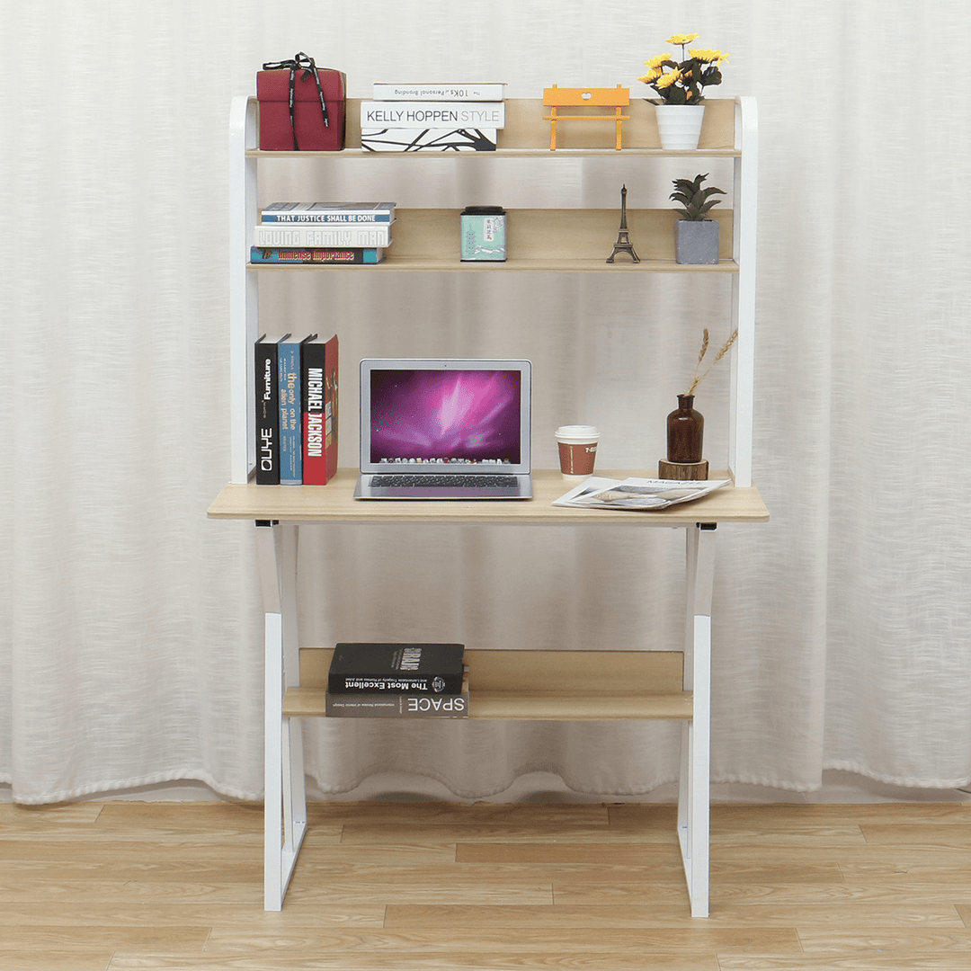 2 in 1 Computer Desk Storage Shelf Modren Student Writing Study Table Office Workstation Home Laptop Desk Bookshelf