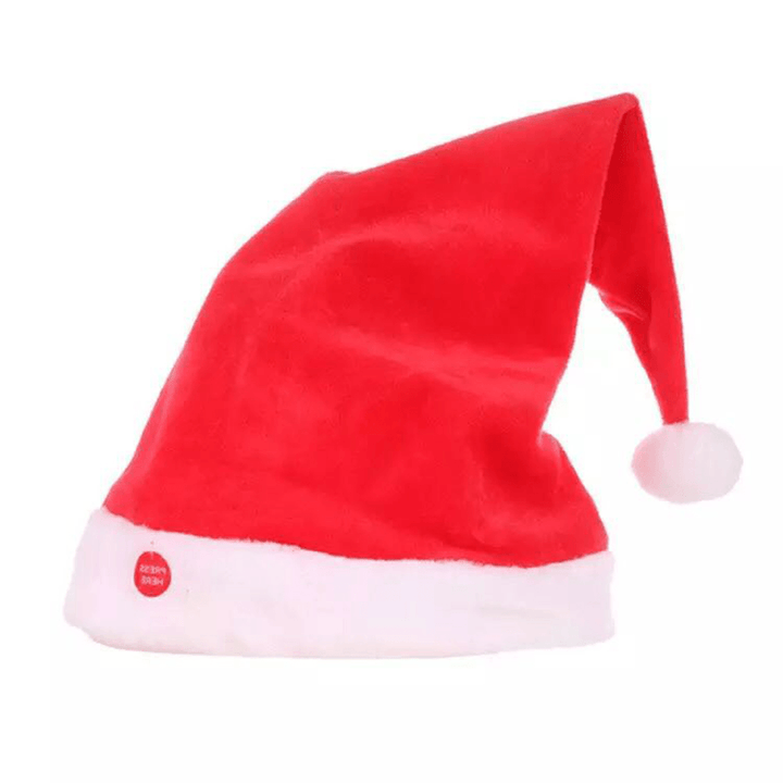 Unisex Cotton Christmas Battery Music Toy Electric Christmas Gift Santa Cap for Children