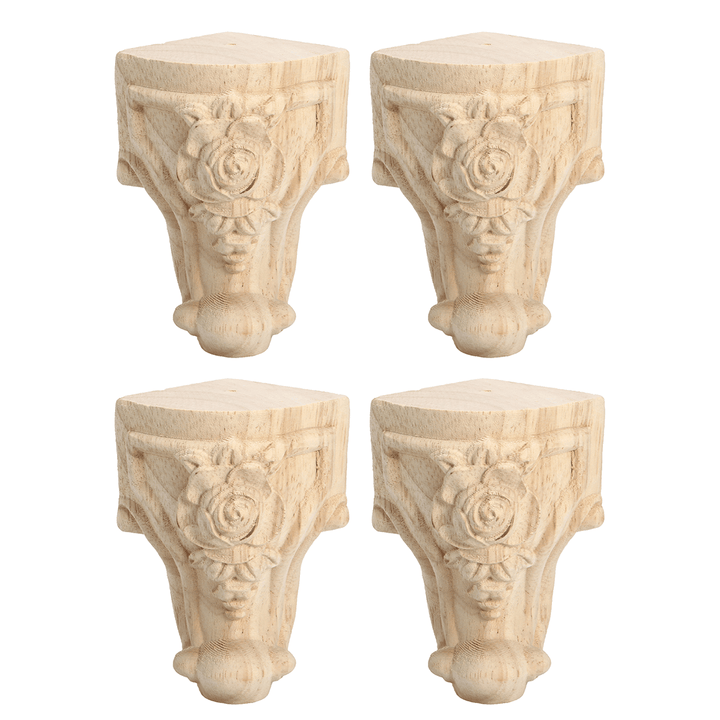 4Pcs Solid Wood Carved Furniture Foot Leg Support TV Cabinet Couch Sofa European Style