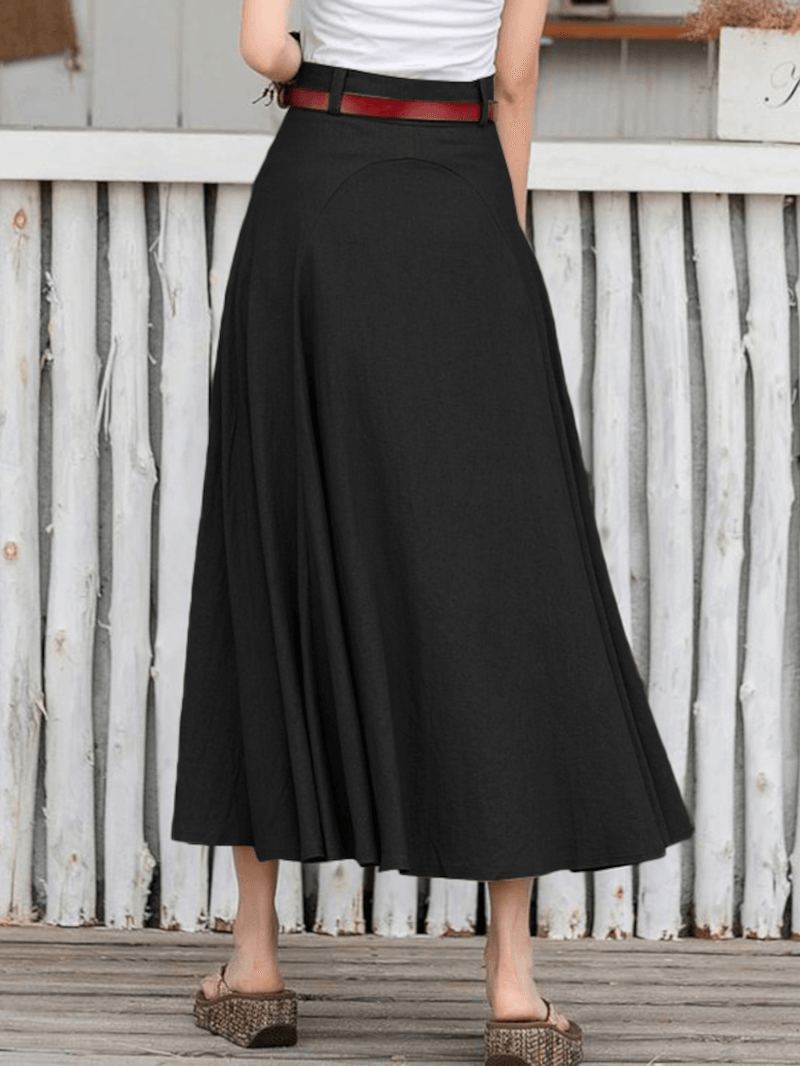 100% Cotton Solid Side Zipper Spliced Casual Loose Skirt for Women - Perfect for All Seasons