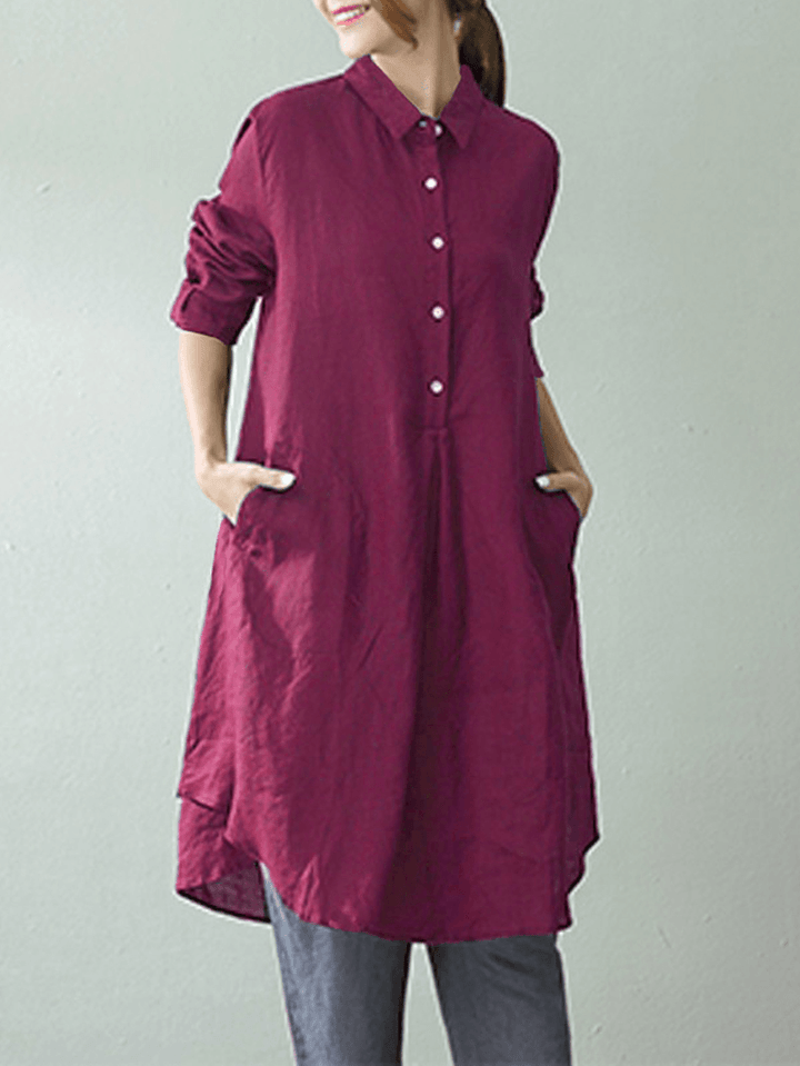 Women Lapel Shirt Dress - MRSLM