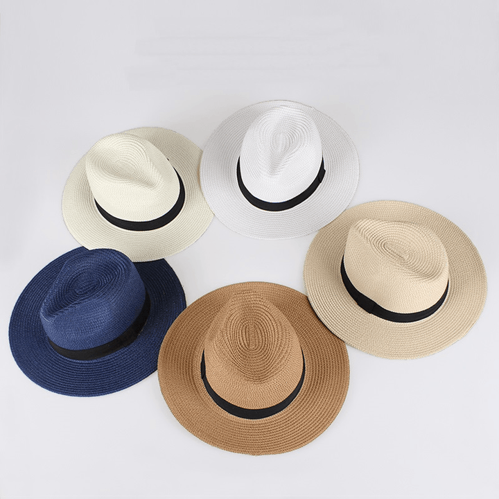 Wide Brim Sunscreen Sunshade Sun Hat Panama Straw Hat Female Couple Top Hat