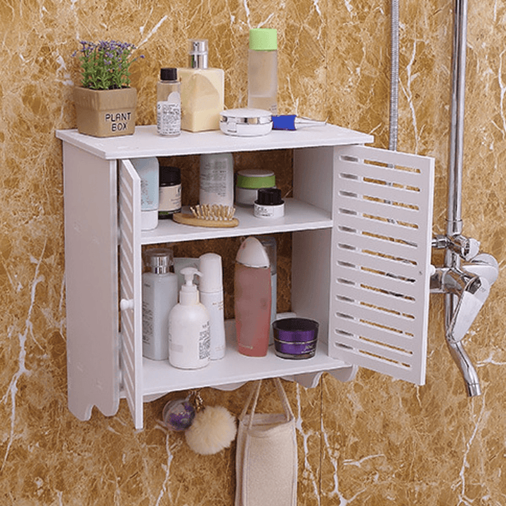 2-Tier Bathroom Holder Wall Mount Shelf Shower Cosmetic Storage Closet Organizer