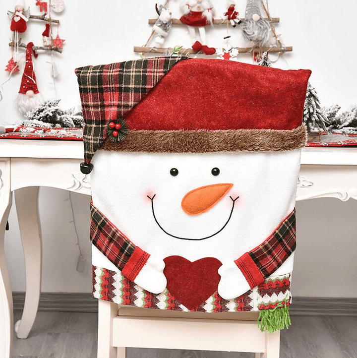 2020 Christmas Cartoon Santa Claus Snowman Printed Non-Woven Fabric Chairs Cover Xmas Navidad Decorations Party Supplies