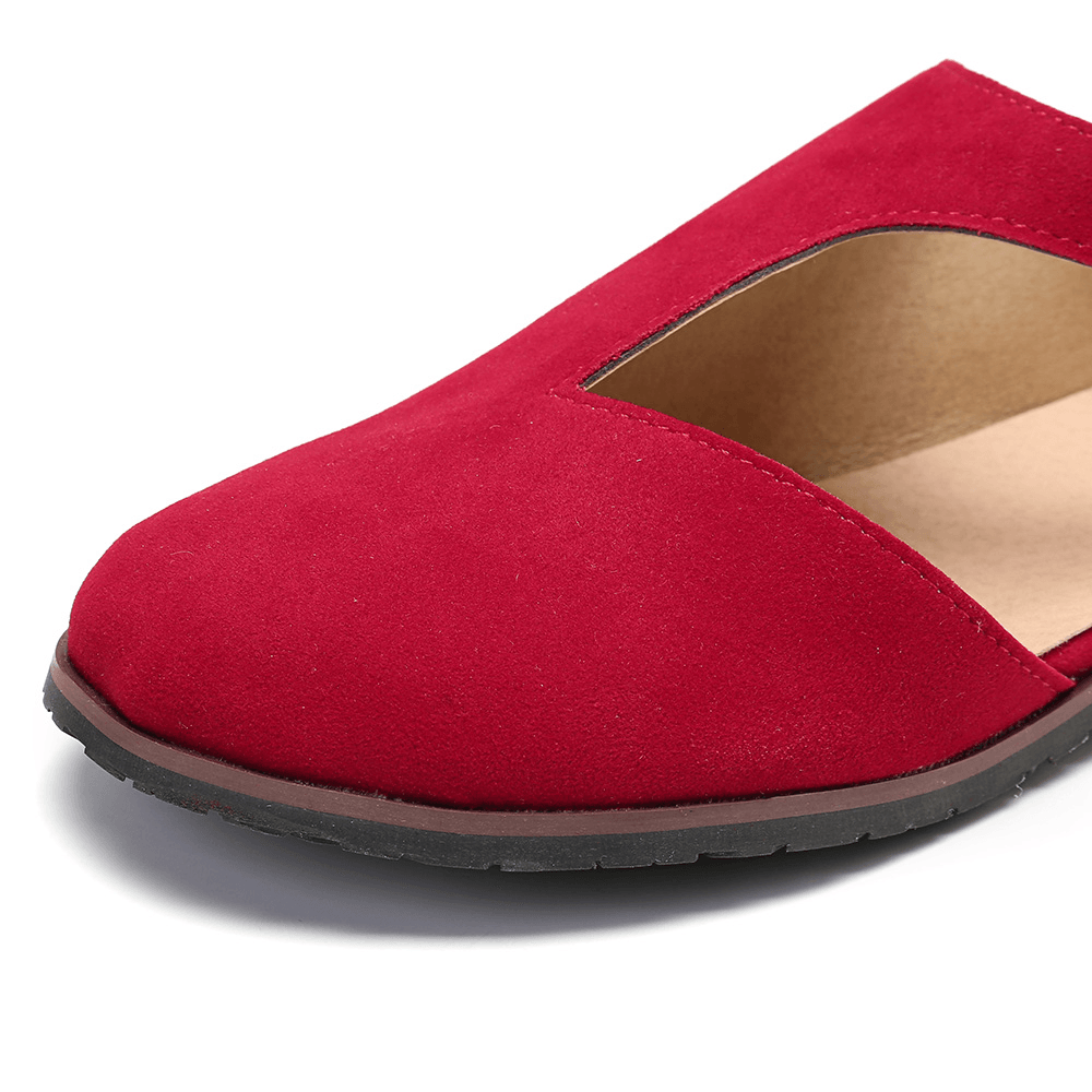 Women Comfy Suede Buckle Pure Color Flats