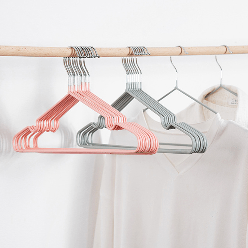 10Pcs/Set 40Cm Metal Clothes Hangers Strong Clothes Rack for Adult Anti-Skid Closet Organizer