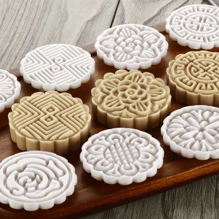 75G 8 Flower Stamps Moon Cake DIY Mould Hand Pressure Biscuit Pastry Mold Baking Tool