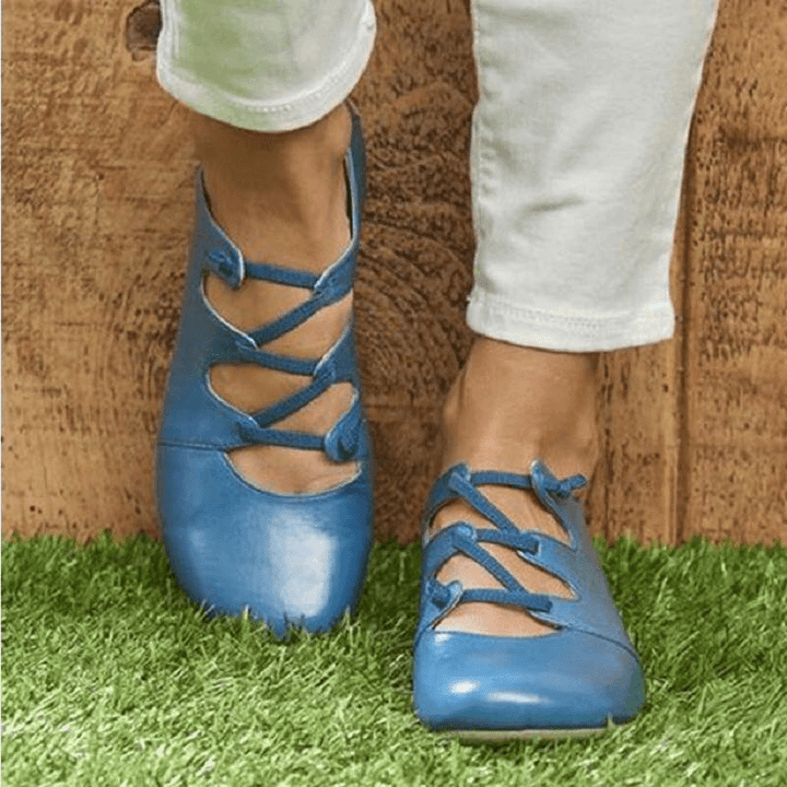 Solid Color Strappy Flats for Women