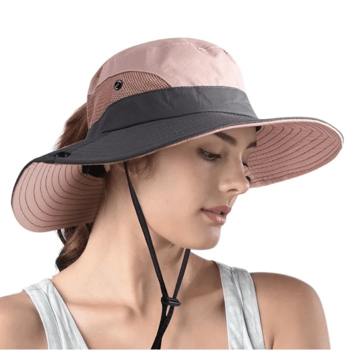 Sunscreen UV Protection Fishing Mountaineering Sun Hat Wild Brim Foldable Adjustable Bucket Hat for Female