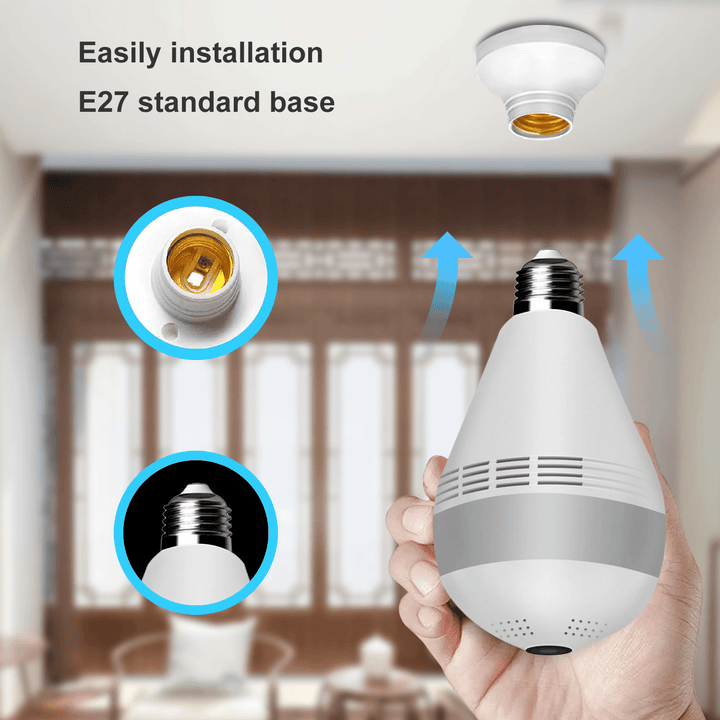 Xiaovv D3 360¬∞ WIFI AP Bulb Luminous IP Camera 1080P Night Vision Two Way Audio Motion Detect P2P Security Baby Monitor for Home Safety Gear