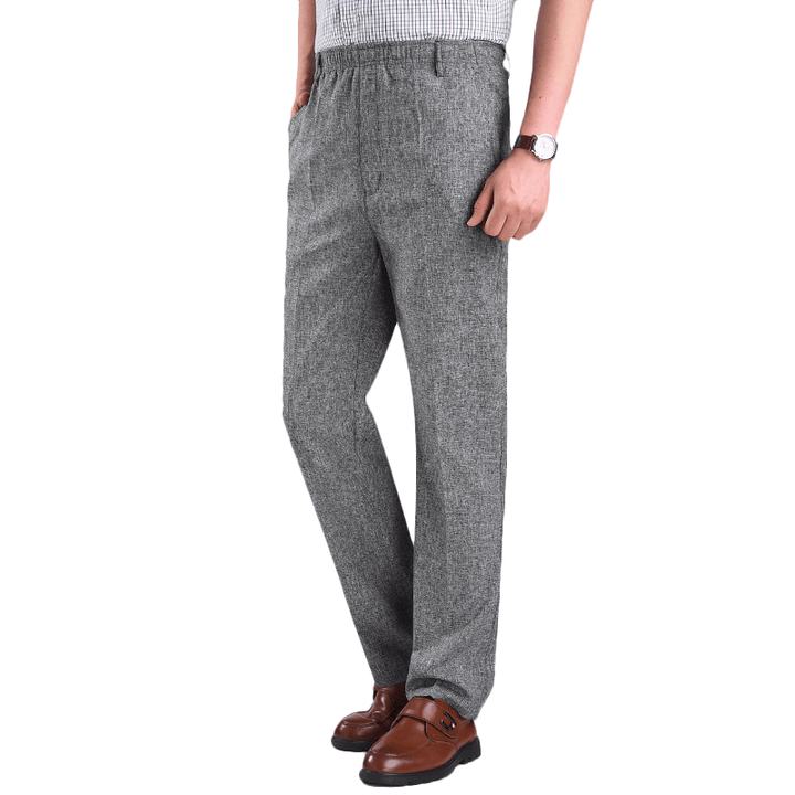 Men'S Summer Thin Elastic High Waist Deep Suit Pants