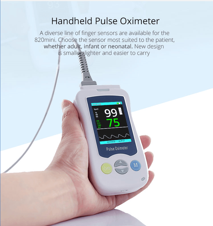 BOXYM Handheld Pulse Oximeter Finger Clip HD LCD Display Brightness Adjustment Pulse Oximetry Monitor