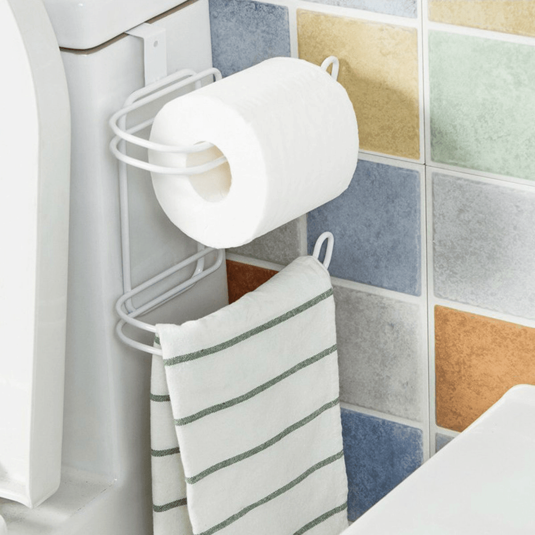 Roll Paper Holder Toilet Tissue Towel Storage Organizer Hanging Shelf Rack Kitchen