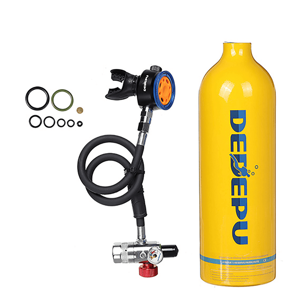 1L Mini Scuba Oxygen Cylinder Air Tank Underwater Breathing Diving Valve Kit Set - MRSLM