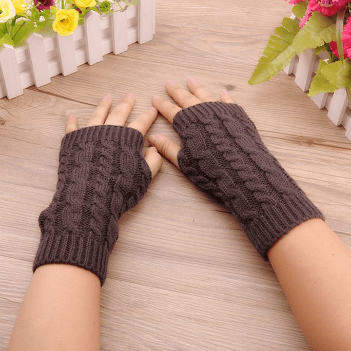 Women Winter Hand Warmer Gloves Thick Arm Crochet Knitting Warm Fingerless Gloves