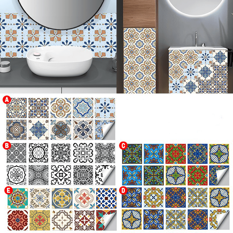 10 PCS 10X10/15X15/20X20Cm Wall Tiles Stickers Kitchen Bathroom Toilet Waterproof PVC