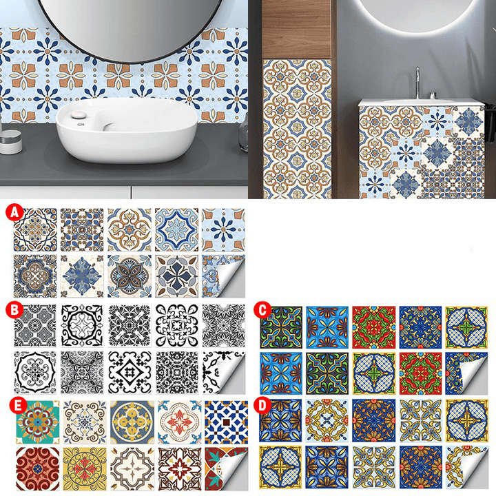 10 PCS 10X10/15X15/20X20Cm Wall Tiles Stickers Kitchen Bathroom Toilet Waterproof PVC