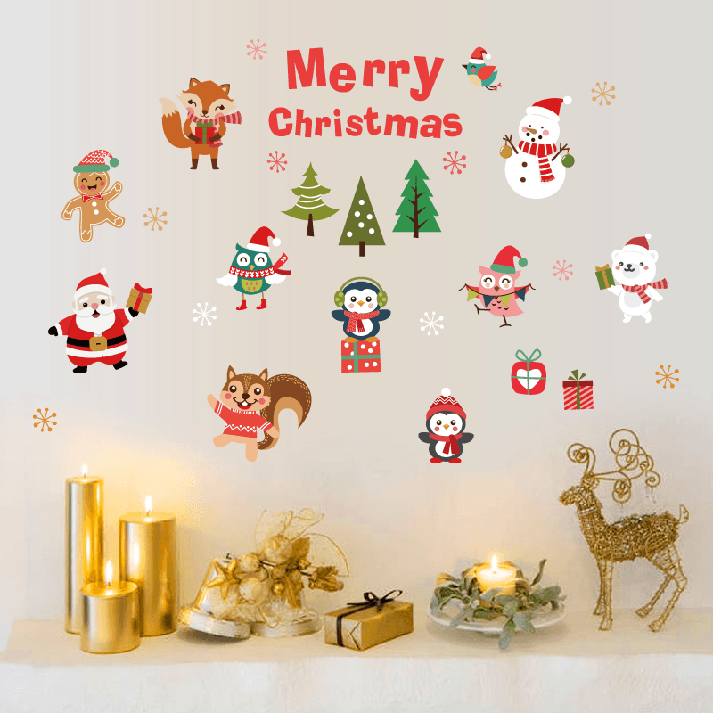 Miico SK6038 Christmas Sticker Novetly Cartoon Wall Stickers for Kids Room Decoration Christmas Party