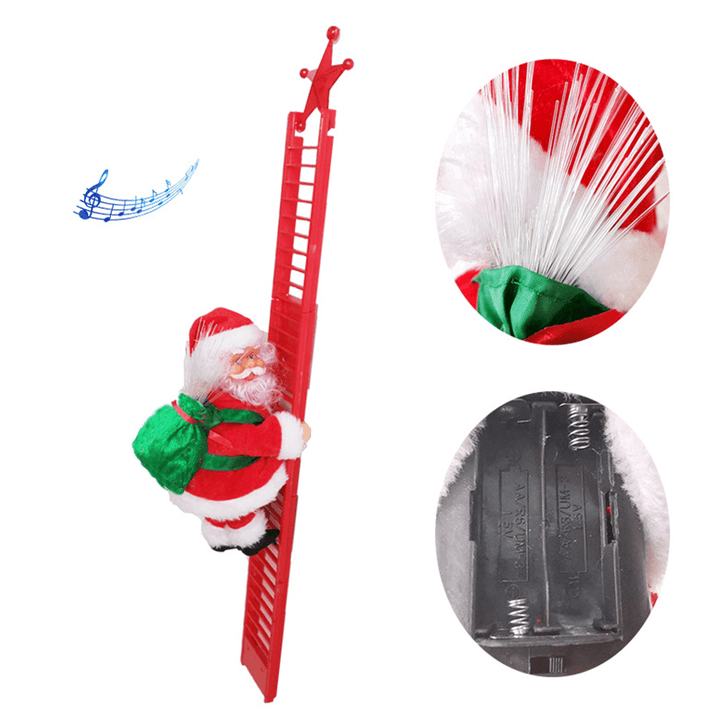 Electric Santa Claus Climbing Stairs Christmas Music Santa Doll Decor