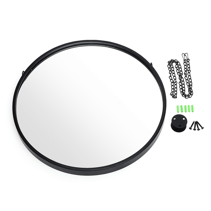 Round Industrial Black Metal Mirrors Hanging Chain Wall Mounted Retro Decor