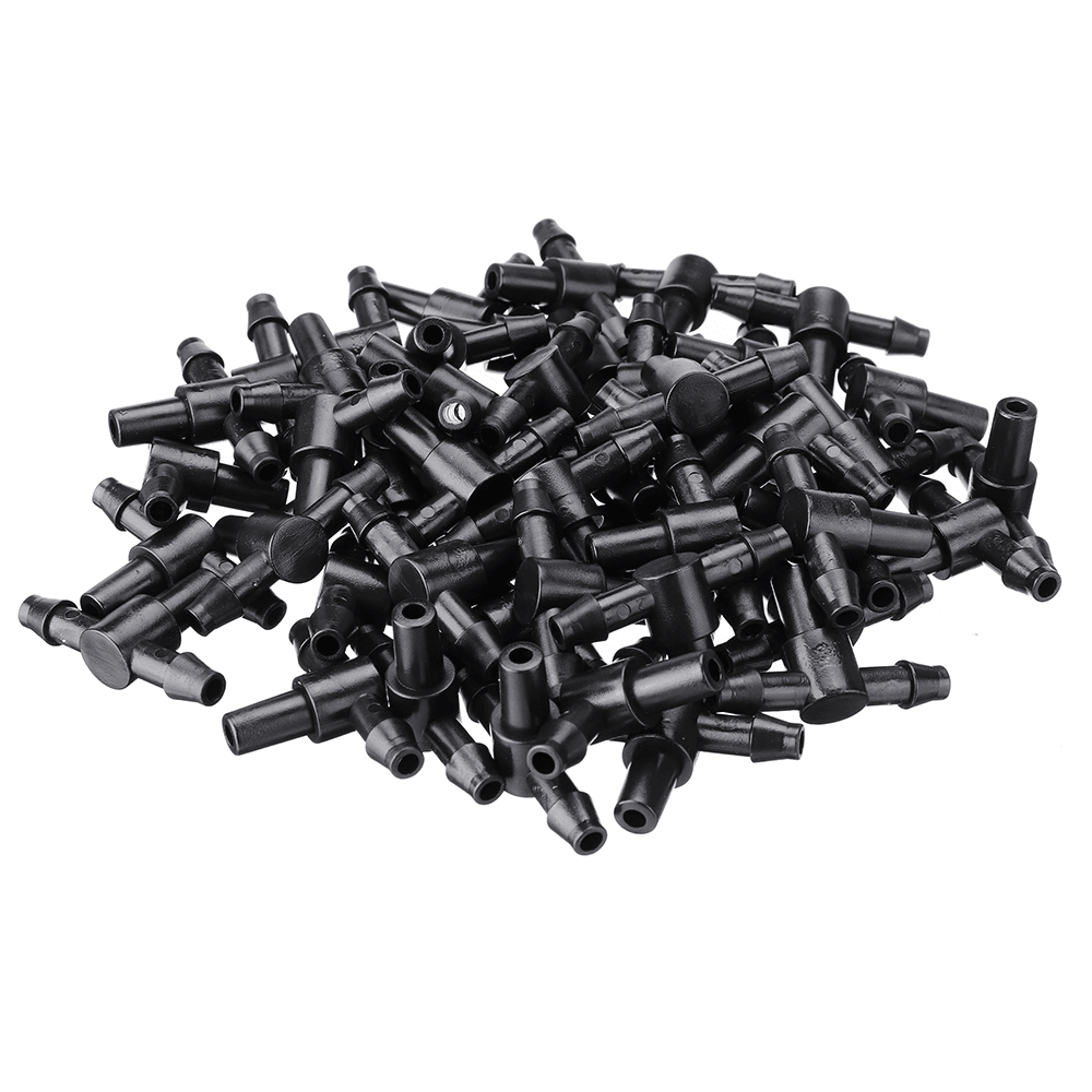 50Pcs Garden Hose Sprinkler Tee Connector Micro Drip Irrigation 4/7Mm Pipe Barbed Connector Watering System Pipe Barbed Connection Part