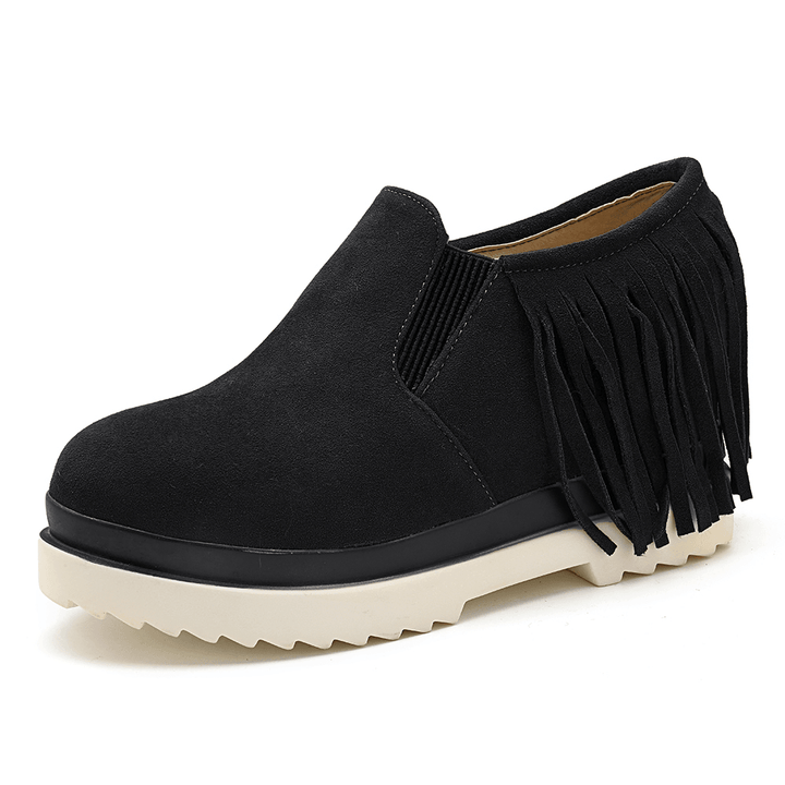 Tassel Slip on Wedges Platform Comfortable Ankle Boots