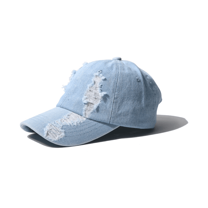 Men'S and Women'S Hole Denim Casual Duck Tongue Baseball Cap