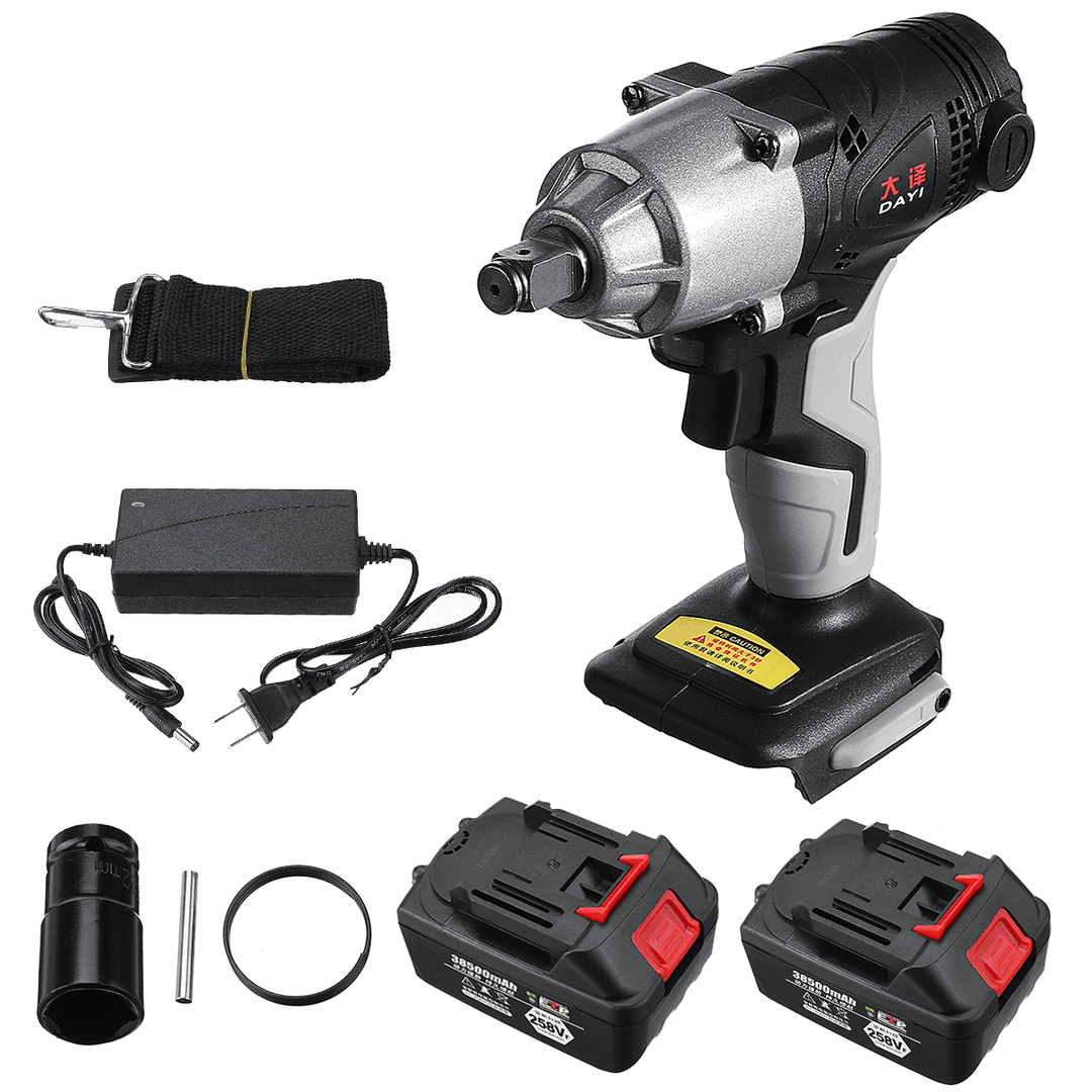 258VF Cordless Brushless Electric Impact Wrench Rechargeable Wrench Screwdriver Power Tool W/ 1/2Pcs Battery