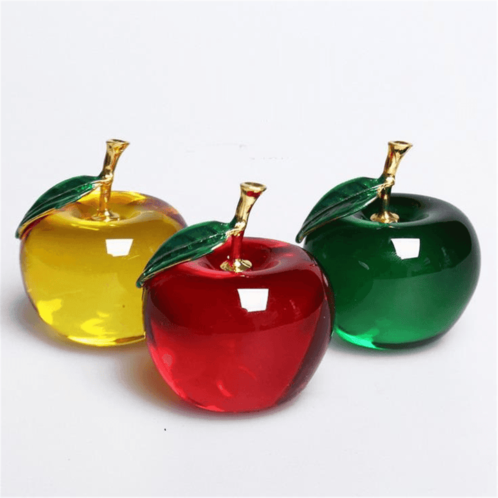 3D Glaze Crystal Apple Figurine Glass Paperweight Wedding Favor Decor 60Mm/50Mm