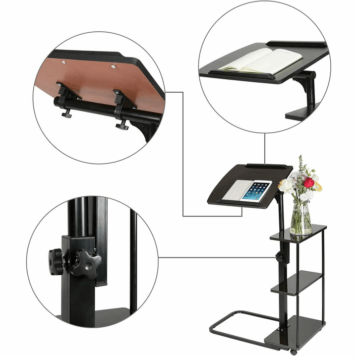 Laptop Desk Table Computer Tray Mobile Height Adjustable Home Bedside