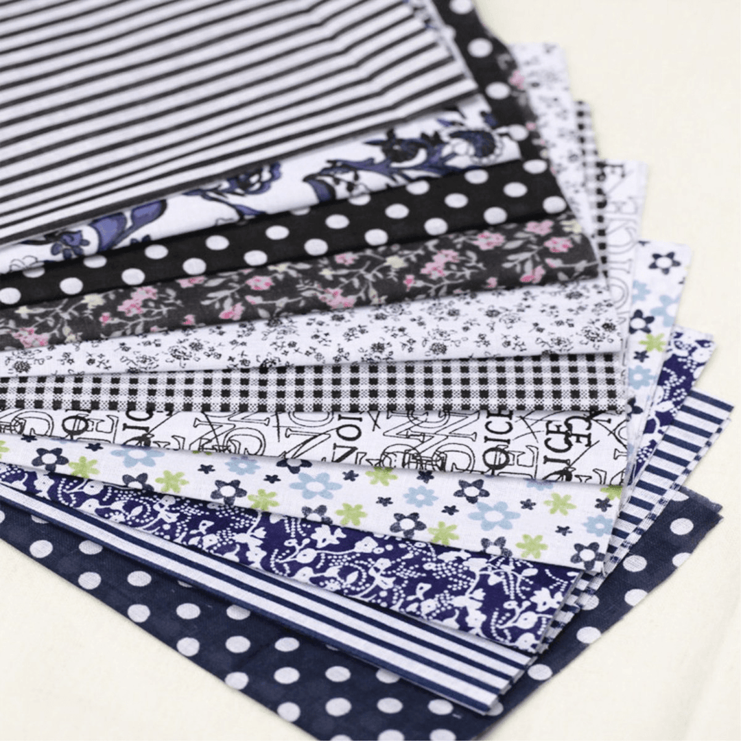 5Pcs/Set 19.7'' Series Fabric Cotton Bundles Fat Quarters Polycotton Material Florals Gingham Spots Non Woven Fabric