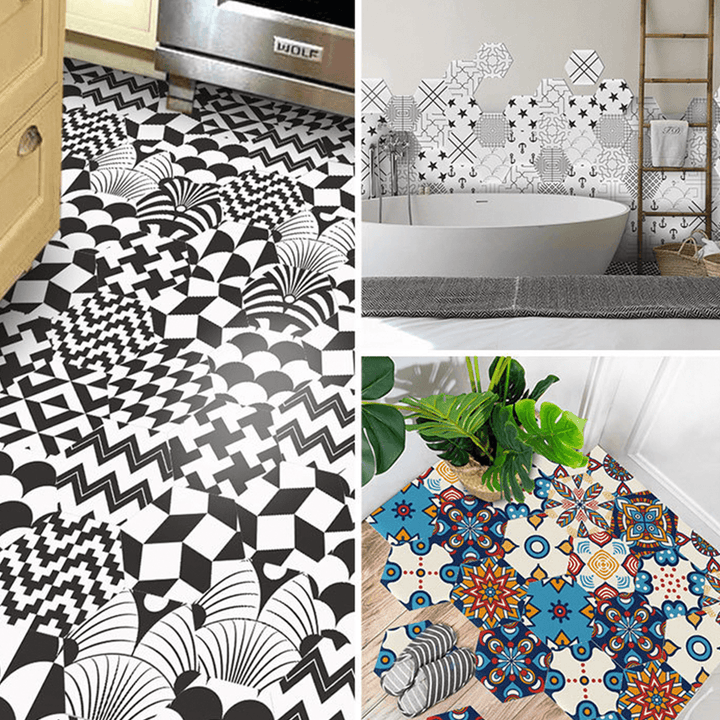 Hexagonal Floor Stickers Special-Shaped Tile Stickers Self-Adhesive Bathroom Toilet Waterproof and Wear-Resistant Wall Stickers Floor Stickers