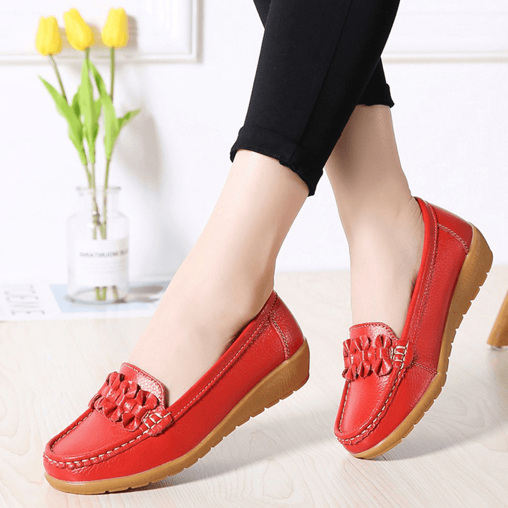 Women Bowknot Stitching Decor Comfy Slip Resistant Casual Loafers