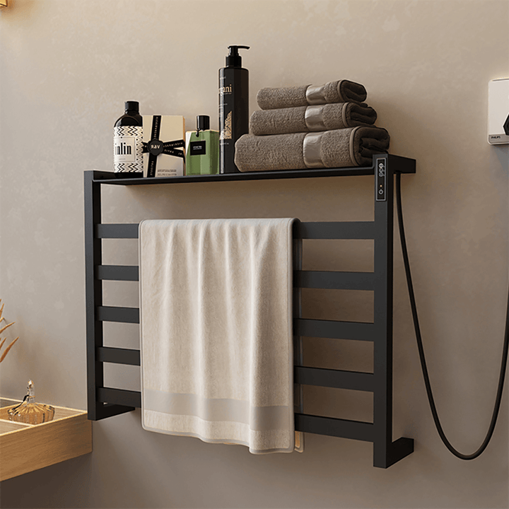 70W Intelligent Thermostatic Electric Heating Towel Shelf Rack Carbon Fiber Heating Household Towel Rack Warm Towel Shelf