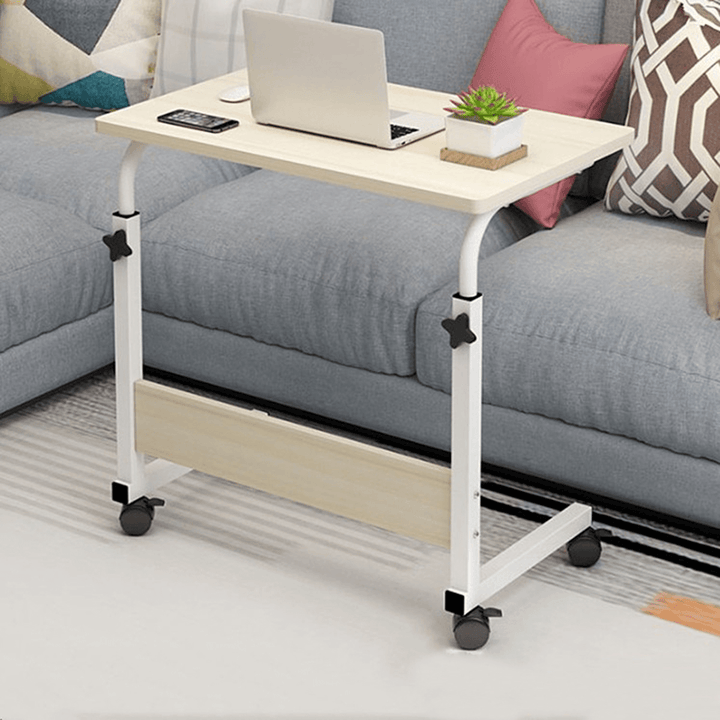 Mobile Laptop Desk Adjustable Height Computer Wood Table Stand Bed Bedside