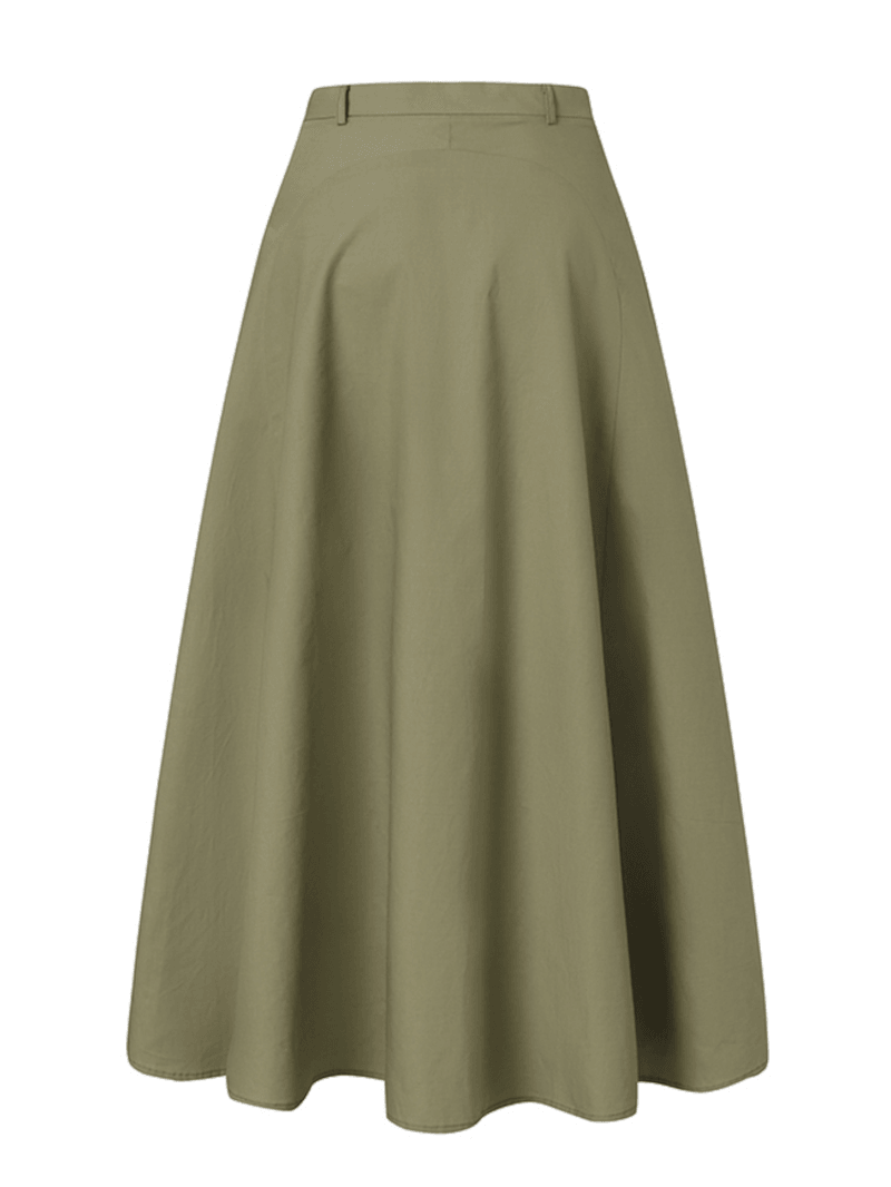 100% Cotton Solid Side Zipper Spliced Casual Loose Skirt for Women - Perfect for All Seasons